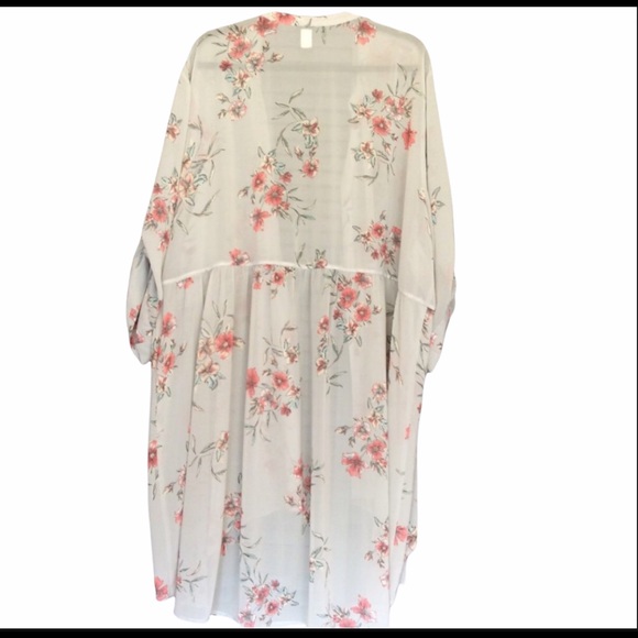 TORRID Floral Button Front Long Grey Sheer Dress - Picture 2 of 5